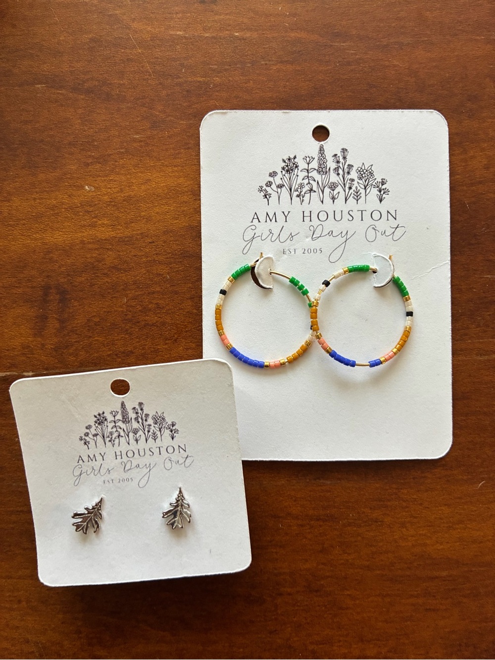 Earring set - beaded hoops and silver studs